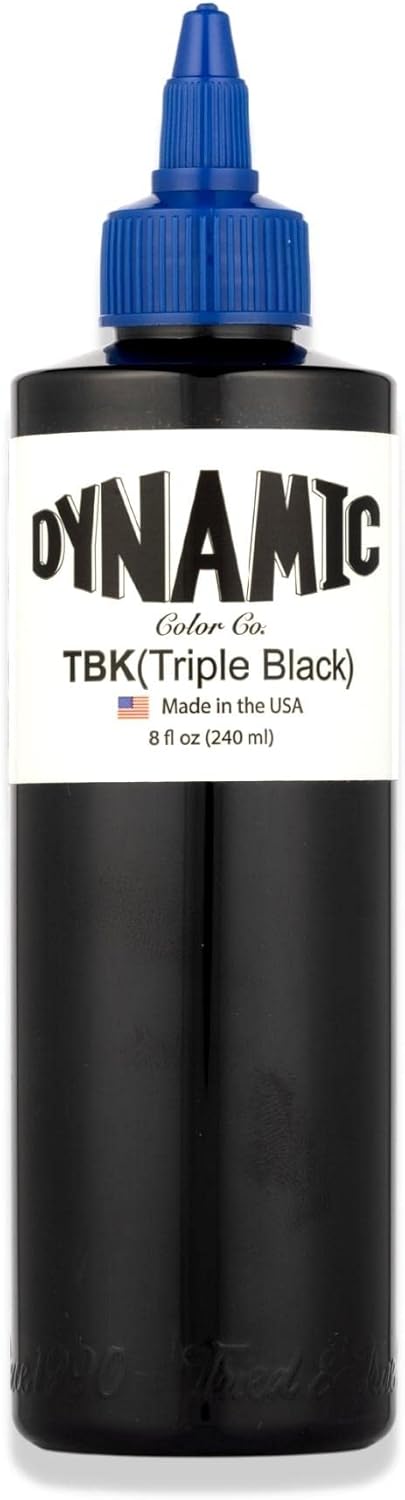 Dynamic Color Co Triple Black Ink Bottle 8oz | Sterilized and lot-numbered for full traceability; established American brand trusted by artists worldwide
