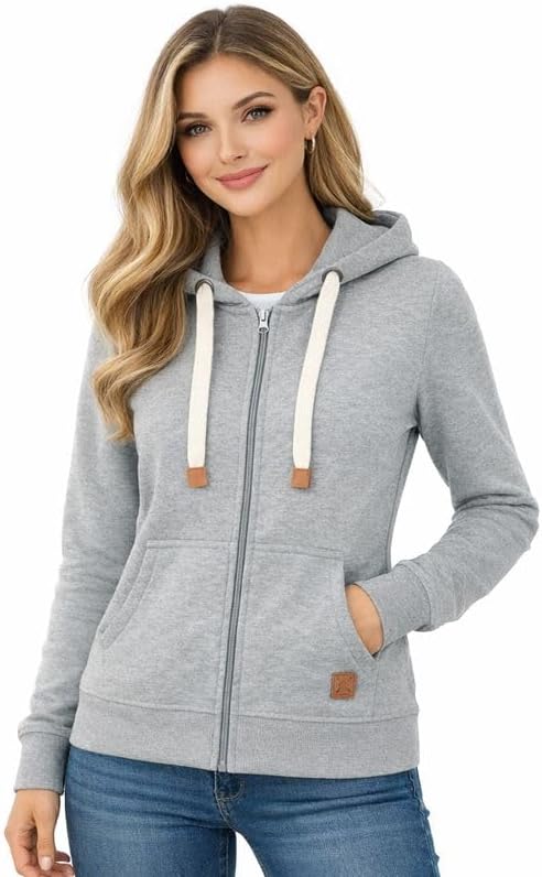 Blu Apparel Womens Zip Hoodies Extra Warm women's Zipped Hoodie Ladies Plain Hoodie Winter Warm Fleece Zip Up Sweatshirt Activewear