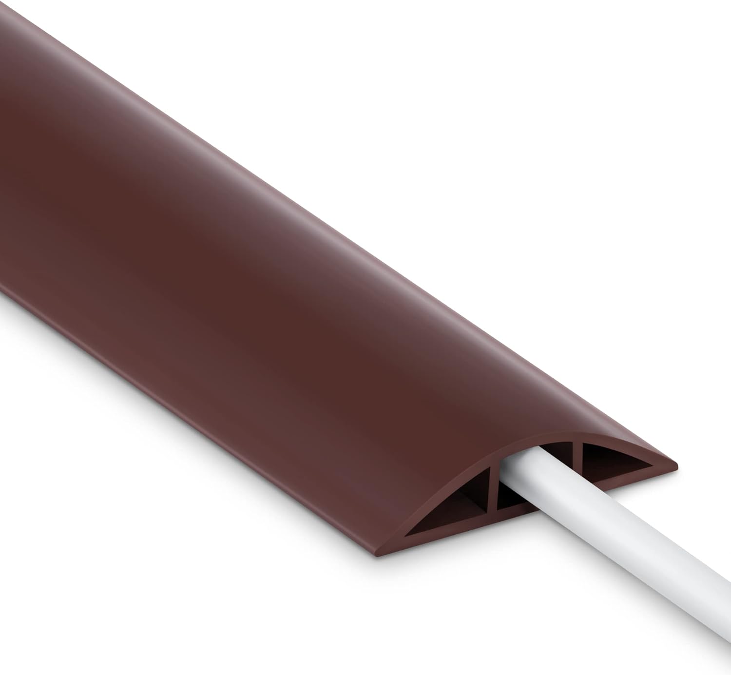 4FT Cord Cover Floor, Extension Brown Cord Hider Floor, Power Cable Cover Cord Protector, Soft PVC Wire Covers for Cords, Cable Management Hide Cords - Cavity: 0.47" (W) x 0.24" (H)
