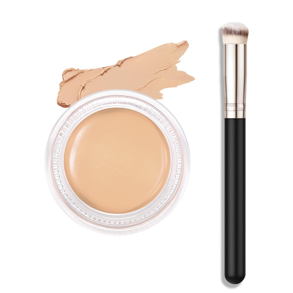 Kaely Cream Pot Concealer Full Coverage Makeup Set, Under Eye Brightener Color Correcting Concealer for Dark Circles, Waterproof Foundation Palette with Brush, Eye Ring Corrector de ojeras, 10