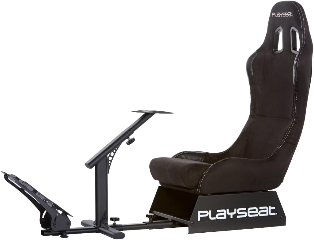 Playseat Evolution Sim Racing Cockpit | Comfortable & Adjustable | Compatible with All Steering Wheels & Pedals on The Market | Supports PC & Console | Racing Suede Edition
