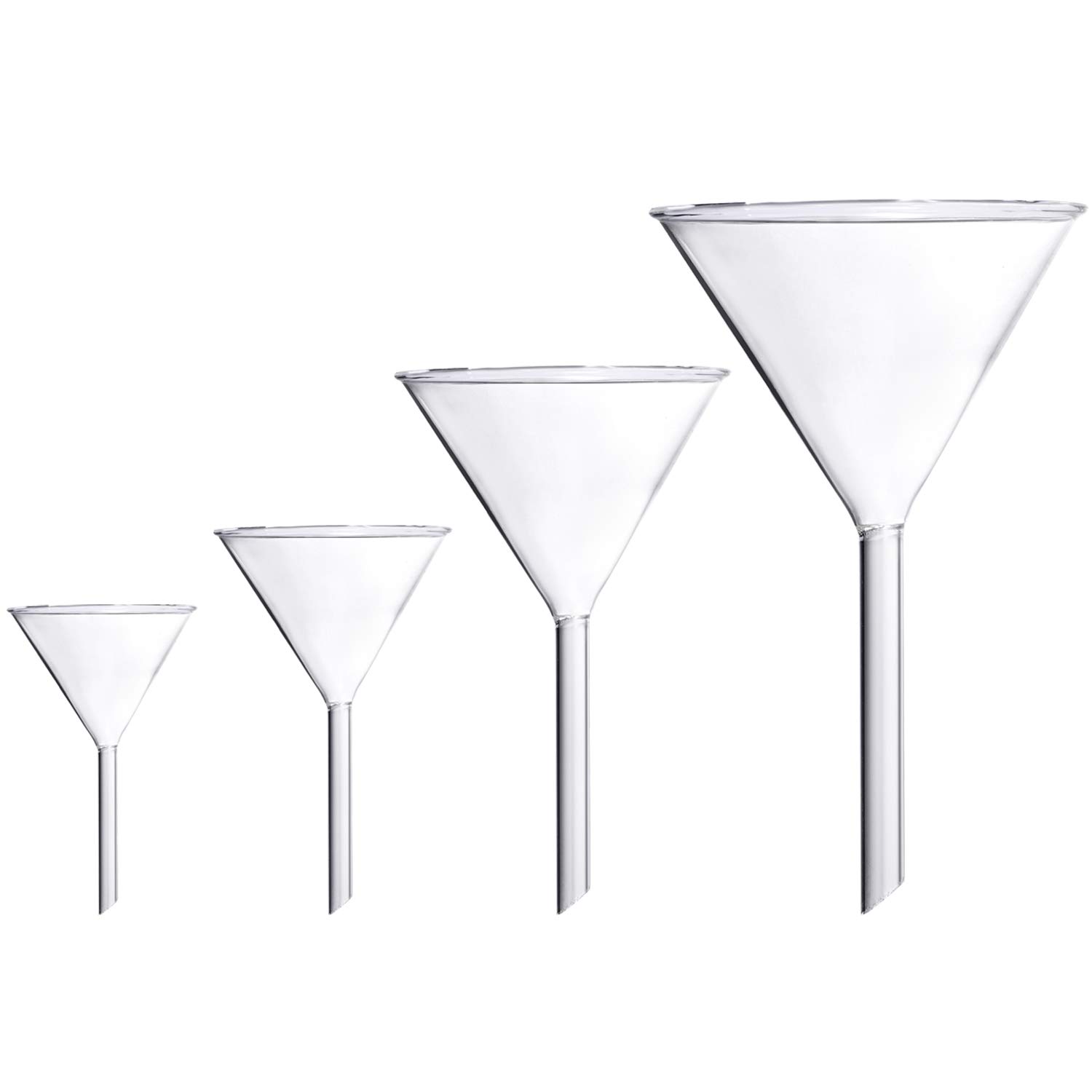 Glass Funnel Set, 4 Pcs Lab Borosilicate Glass Funnels