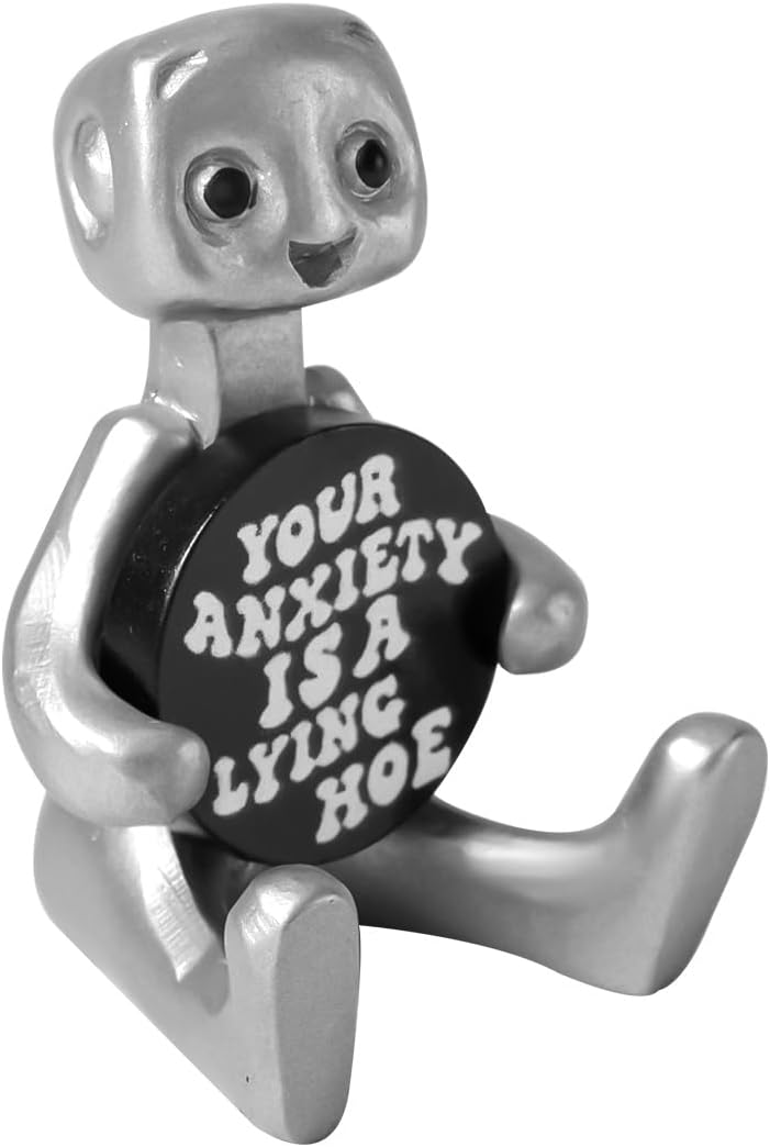PEUTIER Cute Robot Statue, Funny Robot Statue Decor Cute Tiny Robot Figure Inspirational Desktop Robot Decor for Home Office Table Decoration (Style 4)