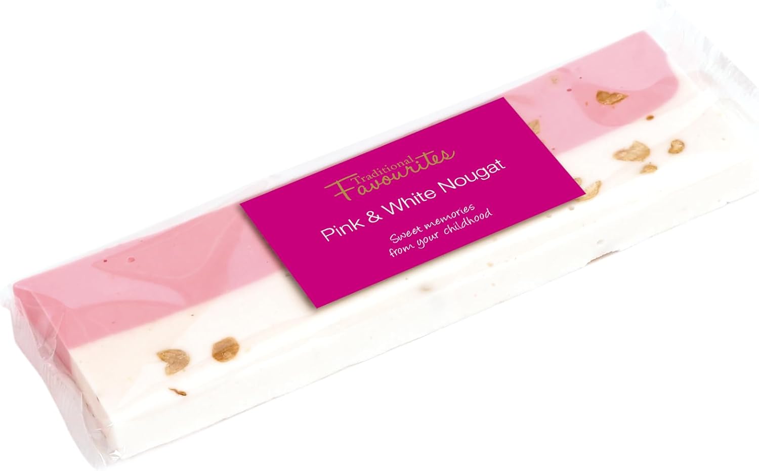 Bon Bon's Gourmet - Traditional Favourites Pink & White Nougat 100g Bar - Soft and Chewy Strawberry and Vanilla Nougat - Delicious, Retro Treat - Great For Hampers