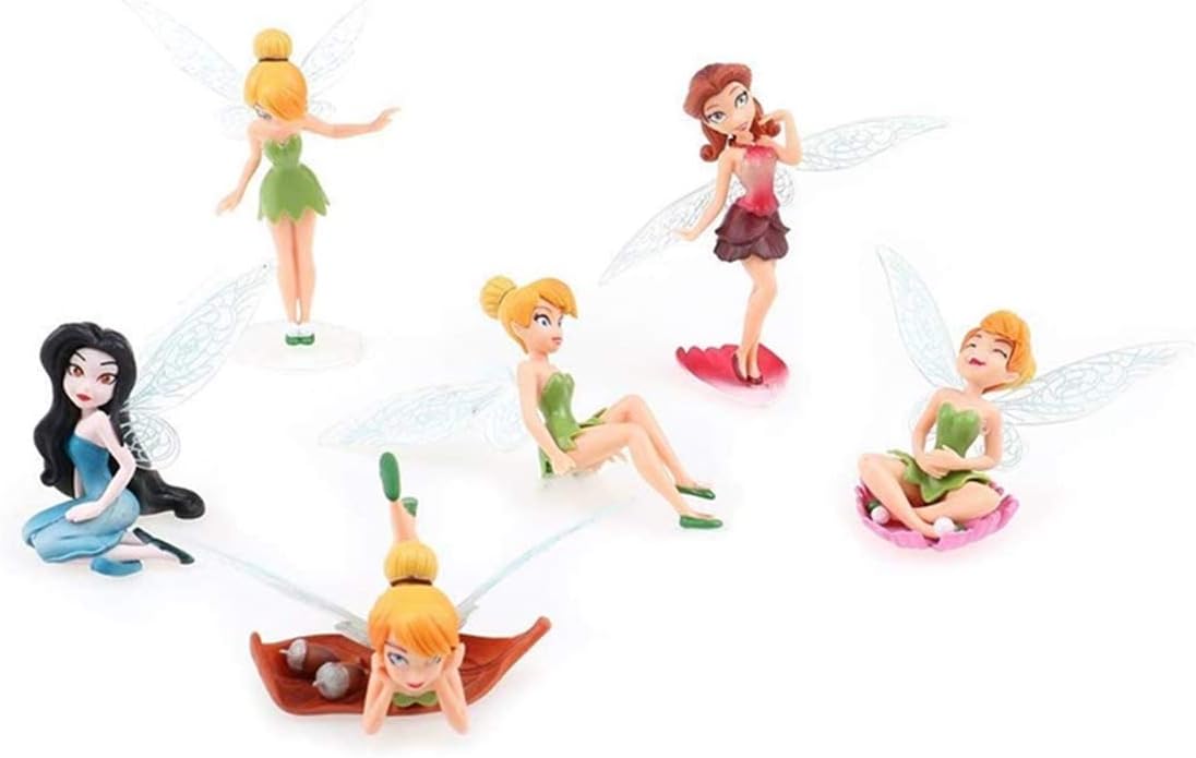 ROSETOR 6Pcs Different Flower Fairy Ornaments Miniature Figurine Garden Ornament Plant Pot Craft Dollhouse Decoration