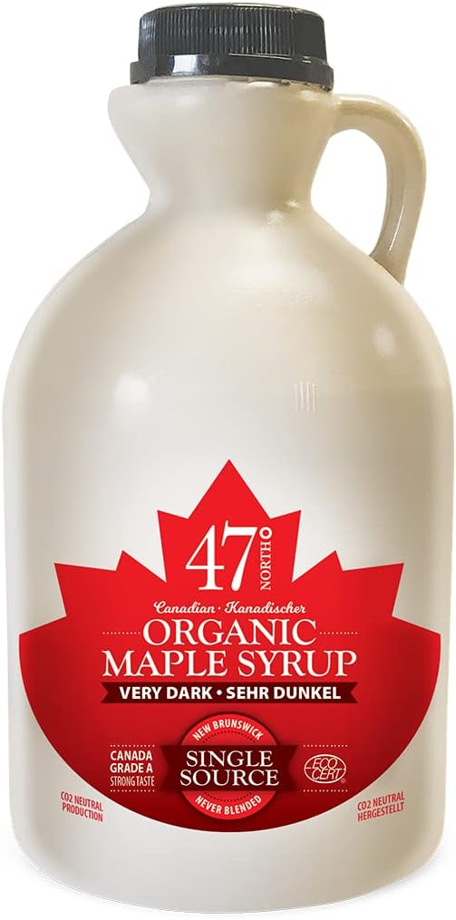 47° North Single Source Organic Maple Sryup Grade A Very Dark 1000ml Strong in taste, perfect for baking, barbeque & coffee!