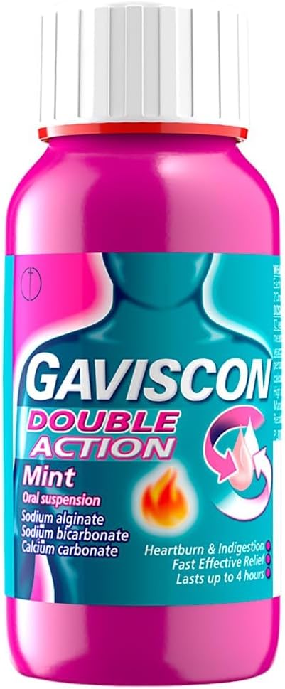 Gaviscon Double Action Mint Liquid 150 ml - Fast-Acting Heartburn, Indigestion, Acid Reflux Relief, Long-Lasting Antacid for Digestion & Nausea
