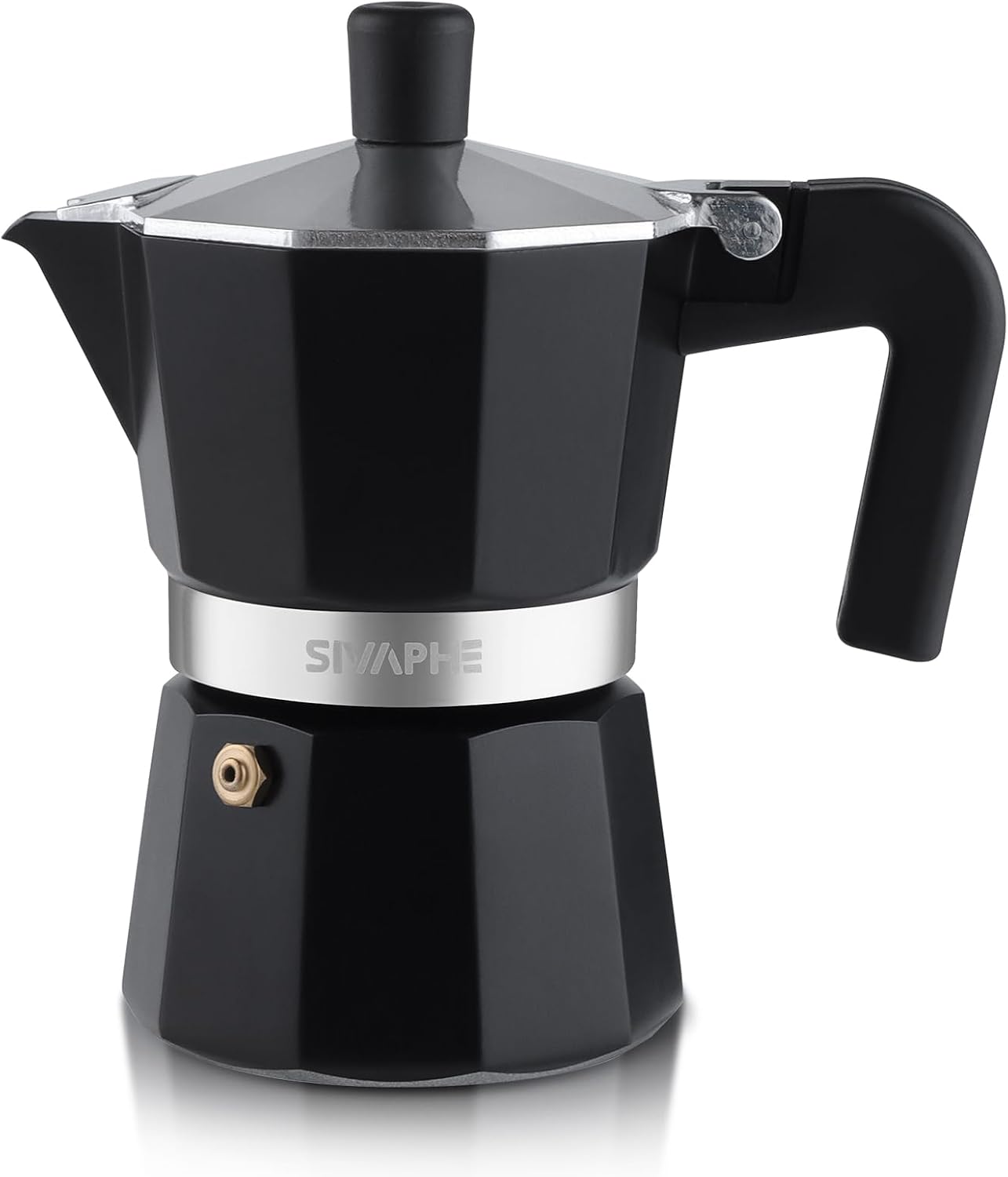 Sivaphe Stovetop Coffee Maker 150ml/3 Cups, Aluminium Moka Pot Italian Espresso Maker with Heat-Resistant Handle, Black