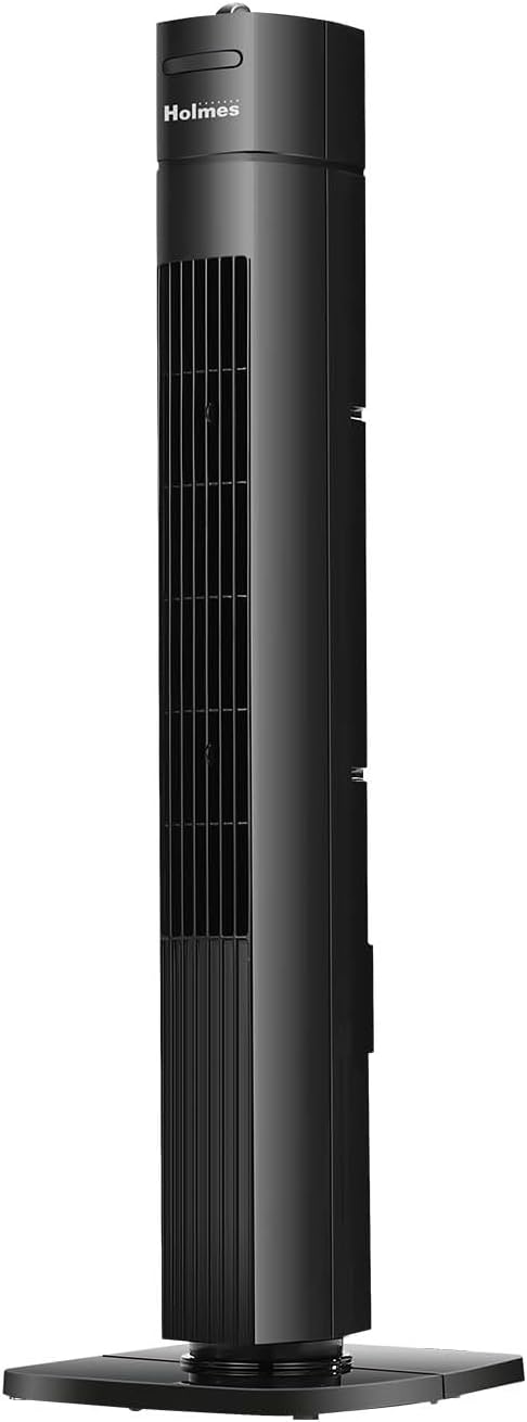 Holmes 31" Manual Tower Fan, 70° Oscillation, 3 Speeds, 2-Hour Auto Shut-Off Timer, Adjustable Vents, Compact and Slim Profile, Carry Handle, Ideal for Cooling your Home, Bedroom or Office, Black