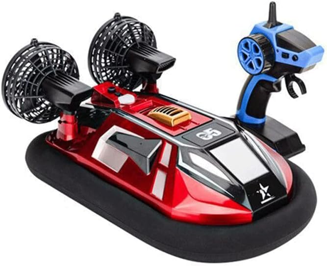 WOLWES 2.4G RC Vehicle ，RC Ship Remote Control Boat Amphibious Hovercraft All Terrain Water Beach Pool Radio Controlled Boat Waterproof Electric Toys Car Kids Birthday Gifts