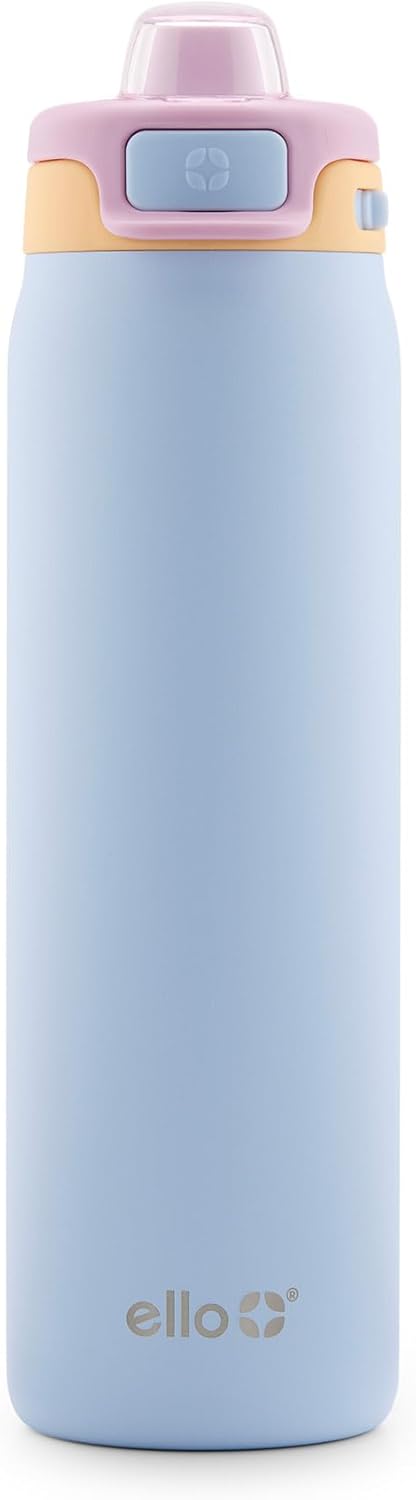 Ello Pop & Fill Stainless Steel Water Bottle with Quick Fill Technology, Double Walled Vacuum Insulated Metal, Leak Proof Locking Lid, Sip & Chug, BPA Free, Holiday Gift for Him Her, 22oz, 32oz, 40oz