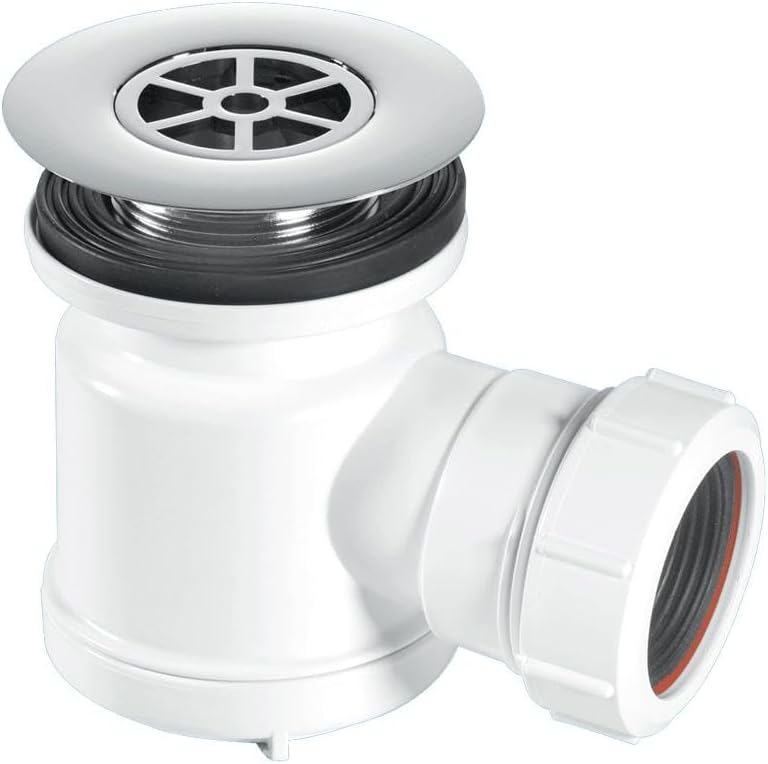 McAlpine STW7-R Water Seal Shower Trap Chrome Plated Plastic Flange, White