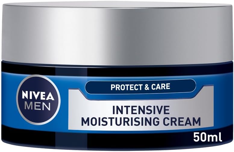 NIVEA MEN Intensive Moisturising Face Cream Protect & Care Pack of 3 (3 x 50 ml), Face Moisturiser for Dry Skin, Moisturiser for Men with Aloe Vera & Vitamin E, Mens Moisturiser