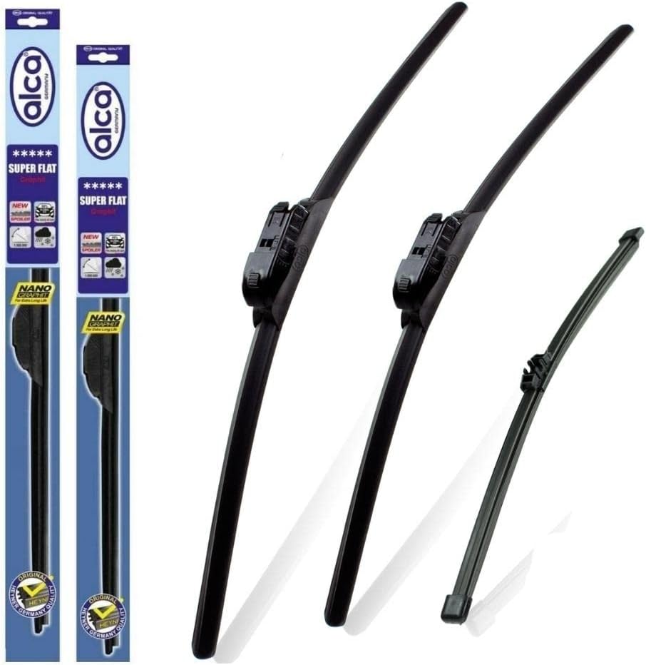 Fits Ford Fiesta 2017 To 2024 Alca Germany Super Flat Windscreen Wiper Blades Front Rear Replacement Set 28"14"11"W TL