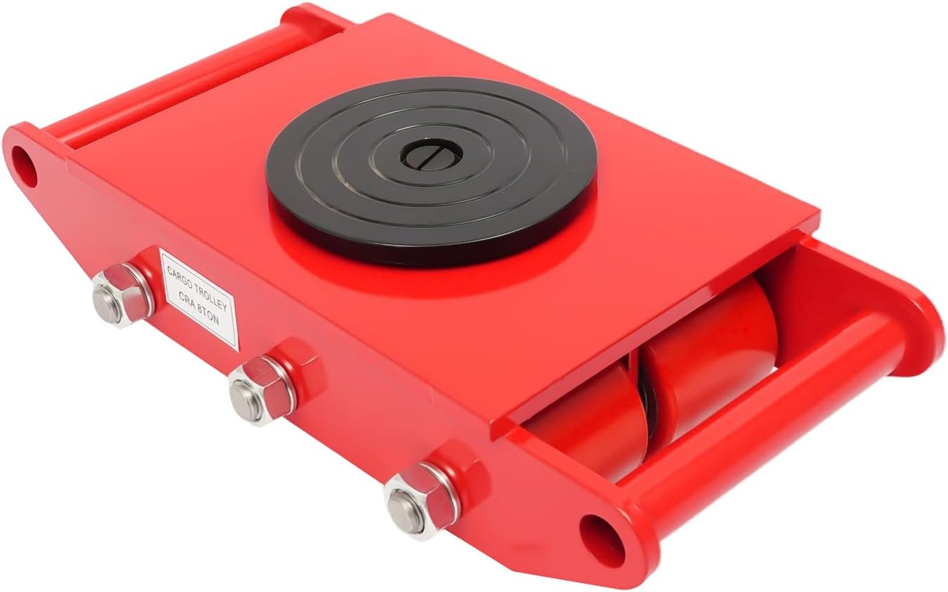 8T machinery mover Industrial Machine Skates heavy duty equipment dolly for industrial and home use with pu wheels360-Degree Rotation, 6 Anti-Slip Rollers (Red)