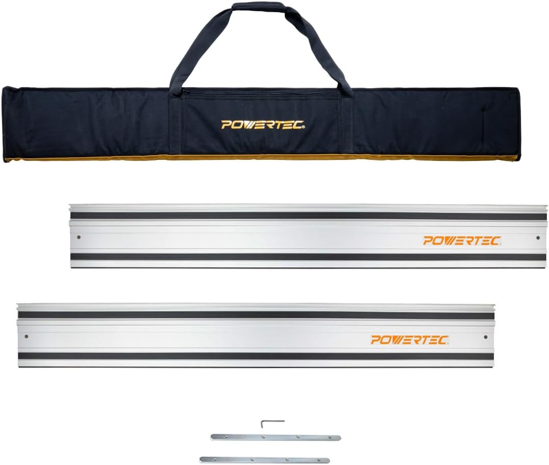 POWERTEC 71550 55" Track Saw Guide Rail Kit for Makita or Festool | Includes (2) Guide Rails/Protective Guide Rail Bag/Rail Connectors