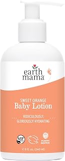 Earth Mama Sweet Orange Baby Lotion | Moisturizing Body Lotion for Dry Skin, Newborn Baby Lotion Sensitive Skin Care, Face Lotion for Babies & Kids with Shea Butter, Calendula & Aloe, 8 Fl Oz