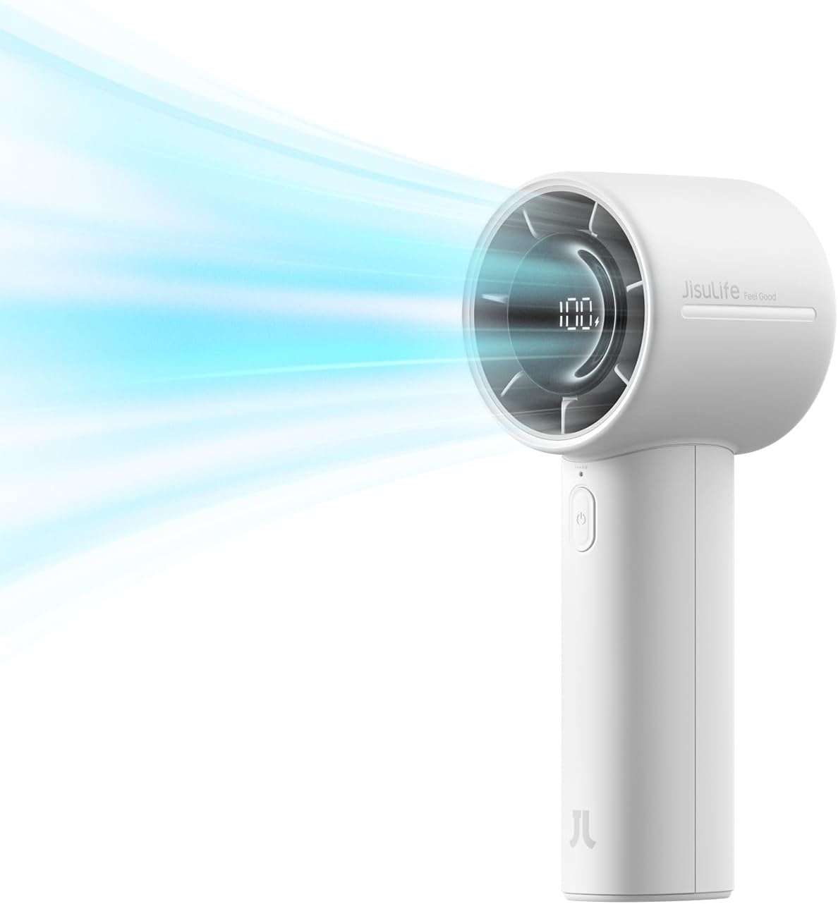 JISULIFE Handheld Turbo Fan, 5000mAh Rechargeable Portable Fans,Up to 28 Hours Cooling,5 Speed Strong Wind,Personal Mini Fan for Travel Outdoor Camping Beach Makeup（Gray）