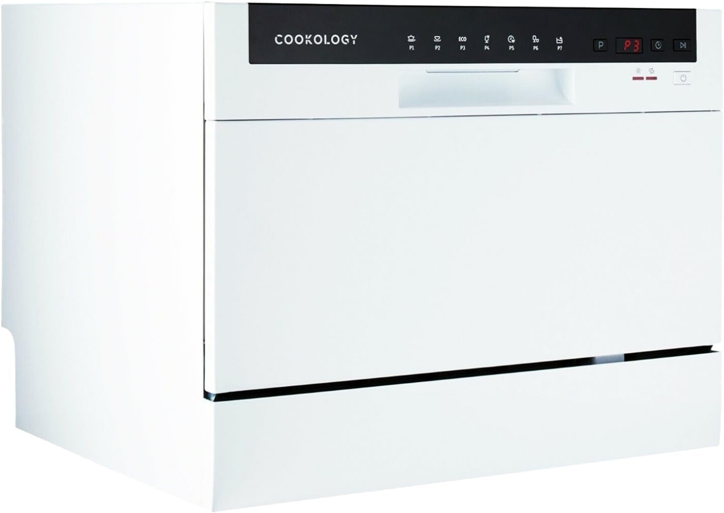 Cookology 6.5L Mini Countertop Dishwasher - 6 Place Settings - White | 6.5L Capacity Compact Design - 6 Washing Settings - 7 Wash Cycles - ECO Friendly Mode - Ideal for Small Families