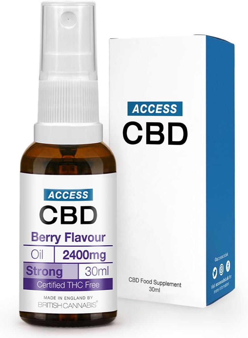 ACCESS CBD Oil 2400 mg | Vegan | Joint Pain Relief | Health Sleep Anxiety| Free from THC Oil | Mct Oil | Cbd Drops | Extra Strong Strength Cbd Spray | Berry Flavour | 30ml