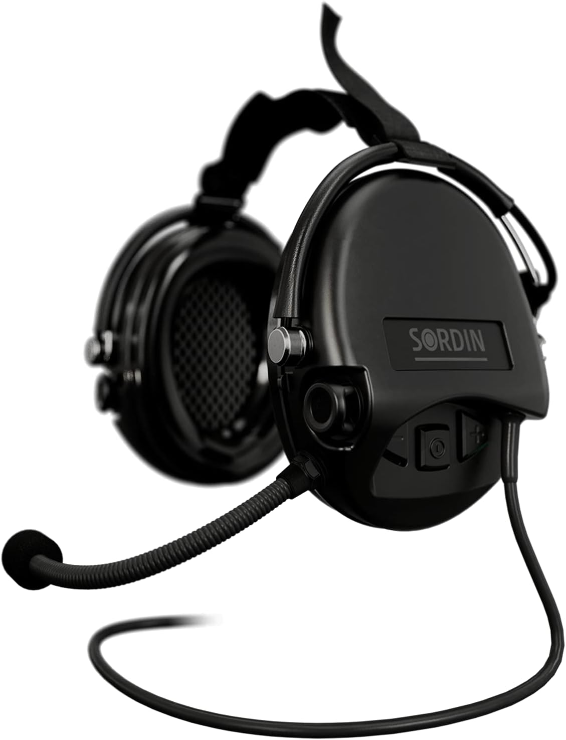 Sordin MIL CC Hearing Protection - 76332-S - Active Ear Protectors with Nexus Cable - Boom Microphone & Neck Strap, Black capsules, One Size