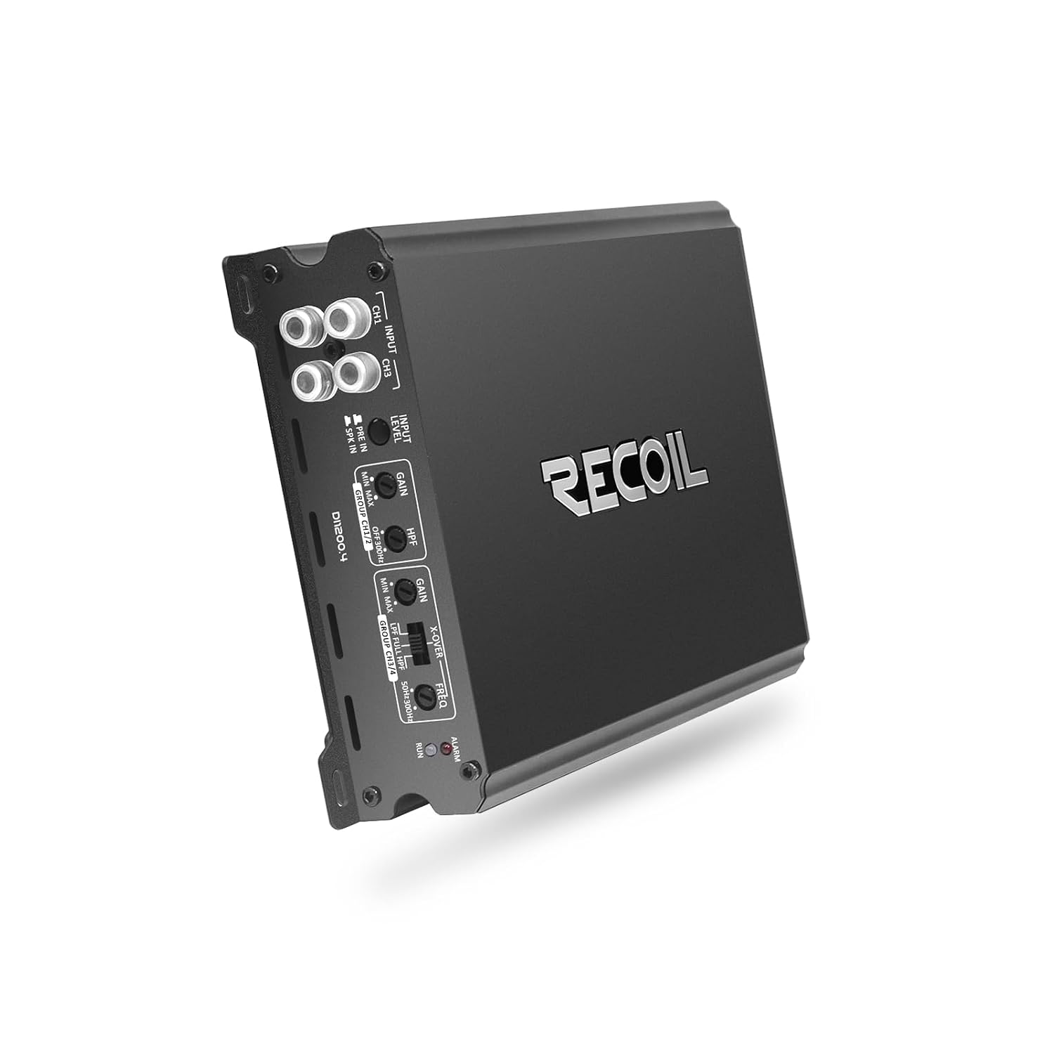 Recoil DI1200-4 Full-Range Class-D 4-Channel Car Audio Amplifier, 2,400 Watts, 2-4 Ohm Stable, MOSFET Power Supply, Bridgeable