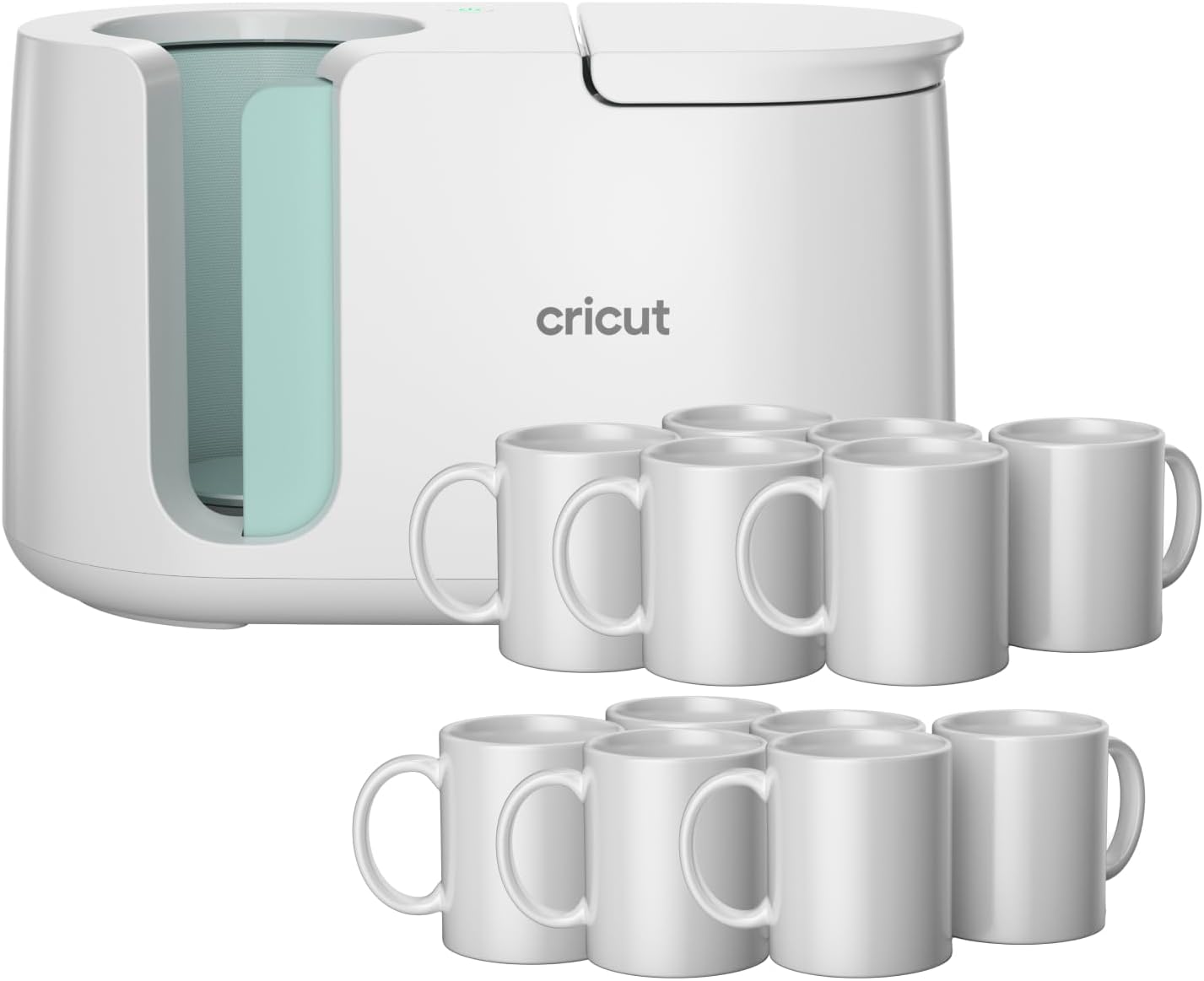 Cricut Mug Press Starter Kit - Includes Mug Heat Press & 12 Blank Ceramic Mugs (White, 12oz)