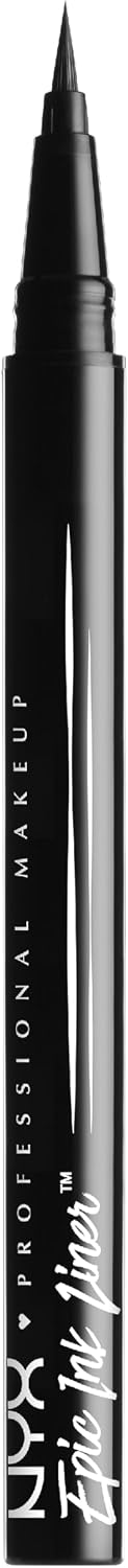 NYX Professional Makeup Eye Liner, Epic Ink Liner, Waterproof Liquid Eyeliner Pen, 1 Stroke Intense Pigment, Flexible Brush for Thin or Thick Lines, Korean Makeup, Shade Black