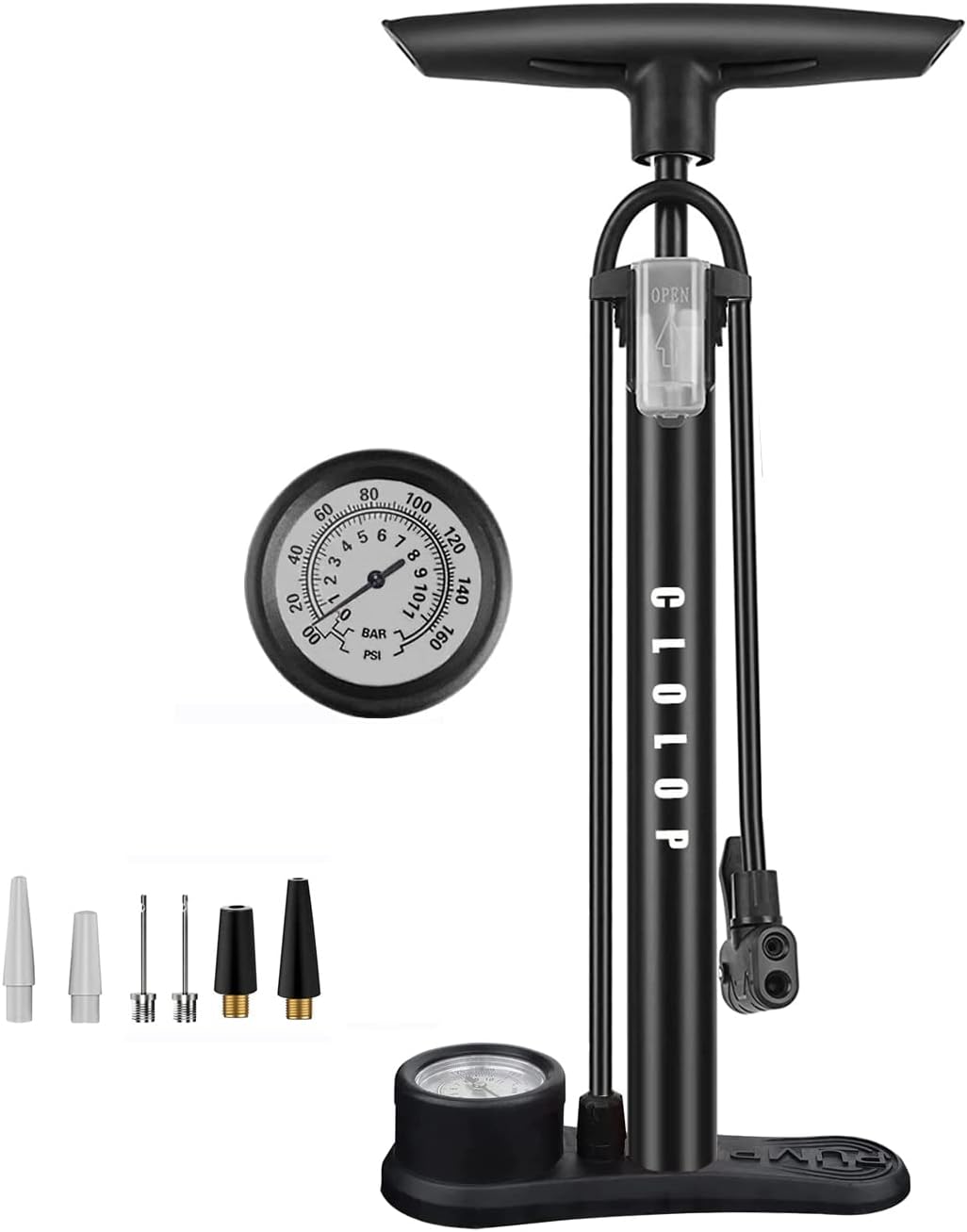 CLOLOP Bike Pump Bicycle Floor Pump Stand Pump Ball Pump With Presta & Schrader Valves For Bike Tyre Sports Ball Balloons Swimming Rings, etc.