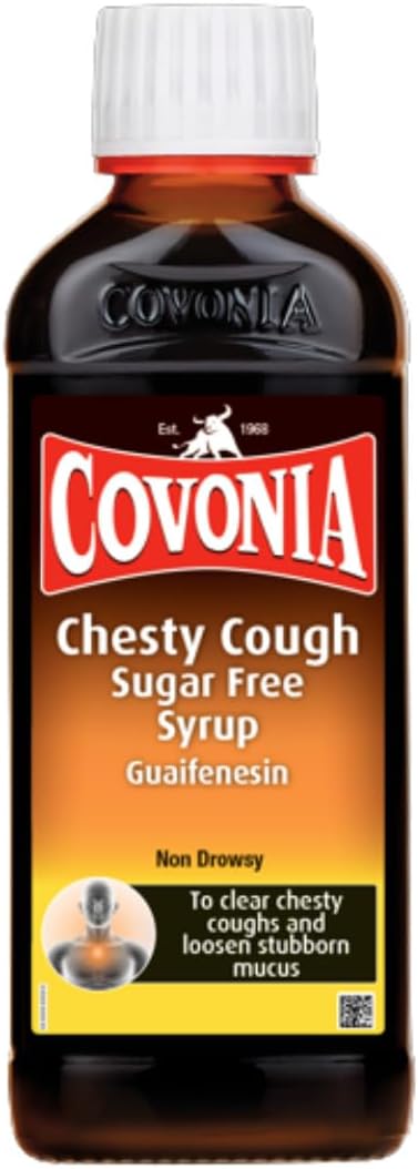Covonia Chesty Cough Sugar Free Syrup, Loosens Stubborn Mucus, 150ml