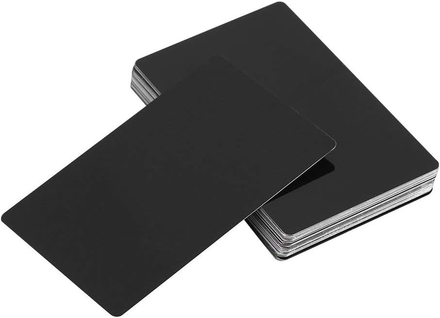 Nikou Business Cards, 50Pcs Metal Business Card Impressive Blanks Mark Engraved Metal Business Visiting Name Cards for Customer Laser Engraving (Black)