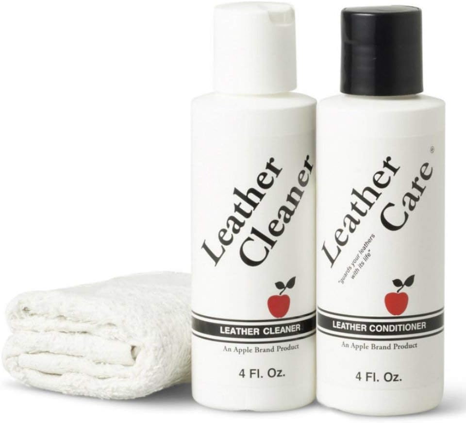 Apple Brand Leather Cleaner & Conditioner Kit - for Use On Leather Purses, Handbags, Shoes, Boots & Accessories - Safe On Colored and Natural Leather