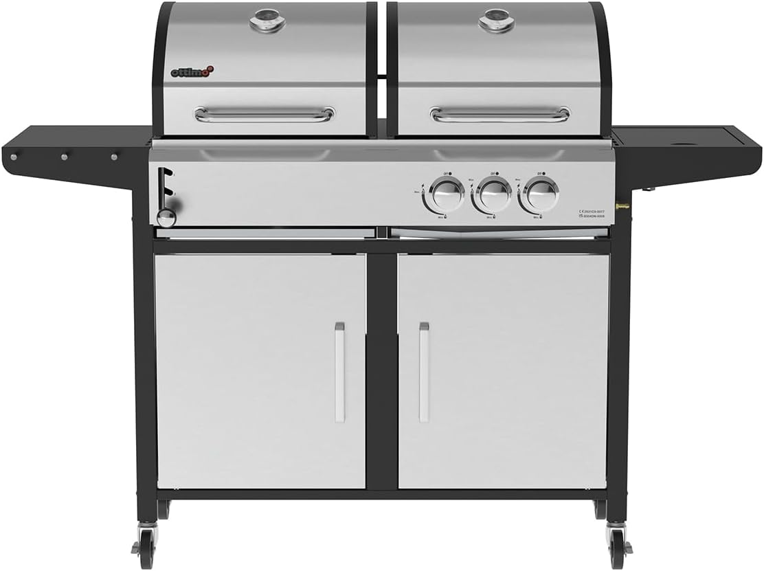 Charles Bentley Dual Fuel 2+1 Burner BBQ, Black, Large 147.5x110cm