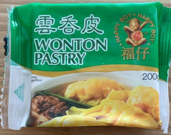 Happy Boy Wonton Pastry Wrappers 200g (1 Packet of 40 Wrappers) for Gyoza, Dumpling Wrappers, Skins, wontons