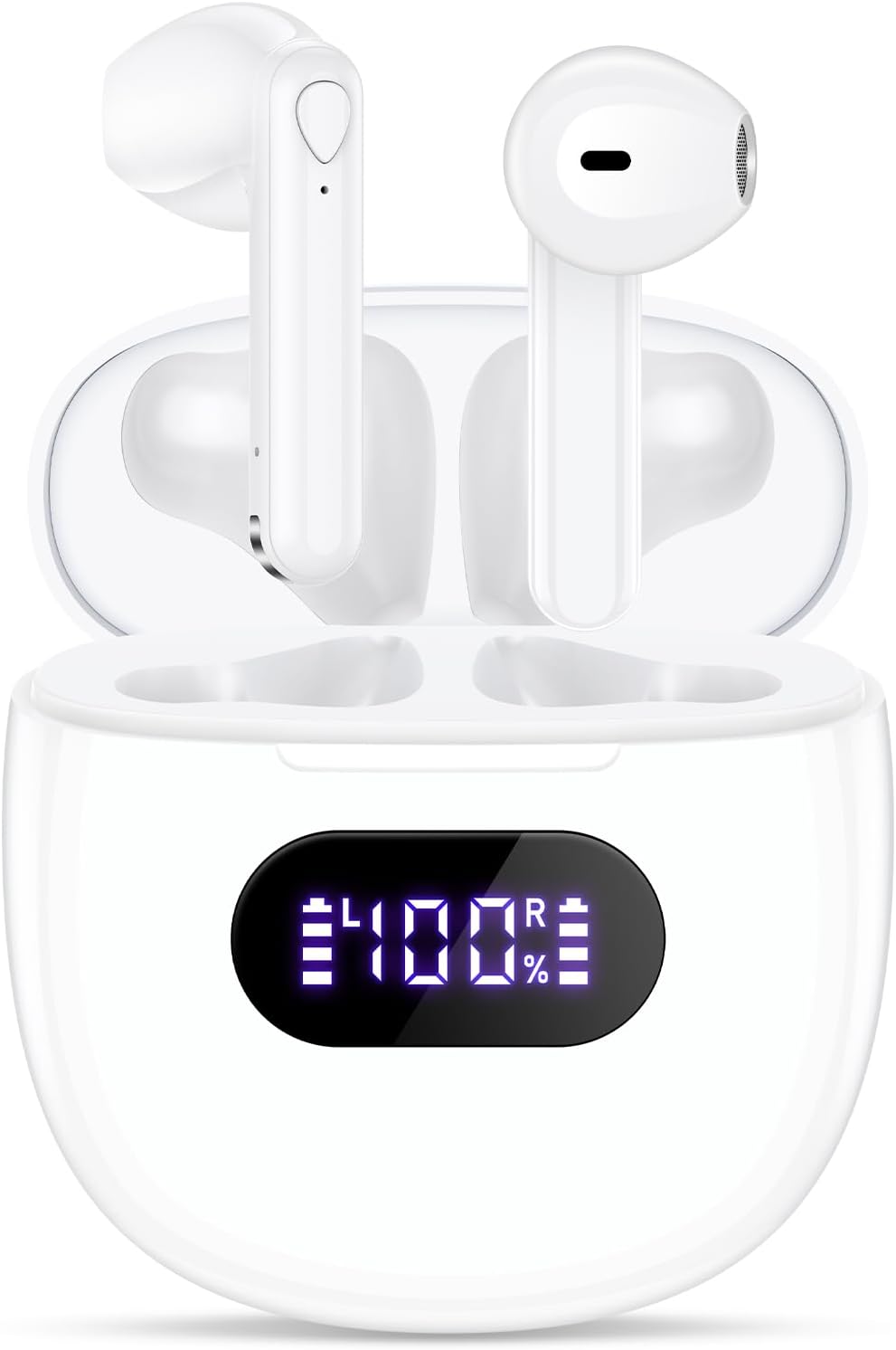 Wireless Earbuds, V5.3 Bluetooth Headphones, 48H Playtime LED Power Display USB-C Charging Case, HiFi Stereo Deep Base Earphones IPX7 Waterproof Ear Buds with Built-in Mic for Workout/Home/Office