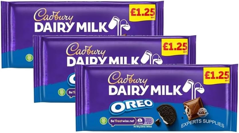 Chocolate Bundle Dairy Milk Oreo Chocolate Bar PMP 120g Pack of 3, Milk chocolate with a vanilla flavour filling | Delightful Treats | Gift for All Occasions By Experts Supplies