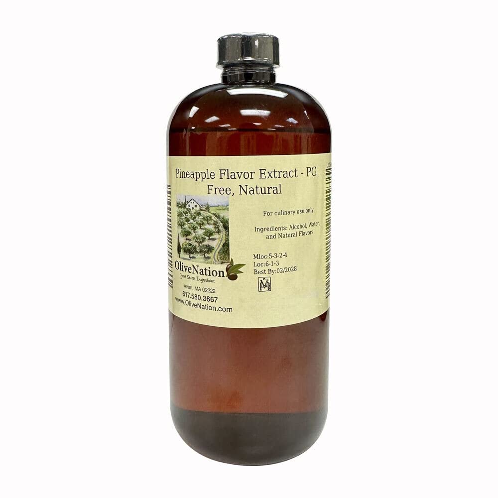 OliveNation Pineapple Extract from Natural Flavors, Tropical Aroma & Taste for Baking, Beverages, Frosting, Sugar Free, Non-GMO, Kosher, Vegan - 8 oz