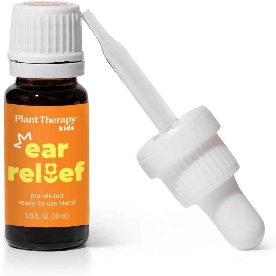 Plant Therapy Kids Ear Relief Essential Oil Ear Drops Blend Pre-Diluted 10 mL (1/3 oz) 100% Pure, Kid Safe, Natural Eardrops, for Children & Adults