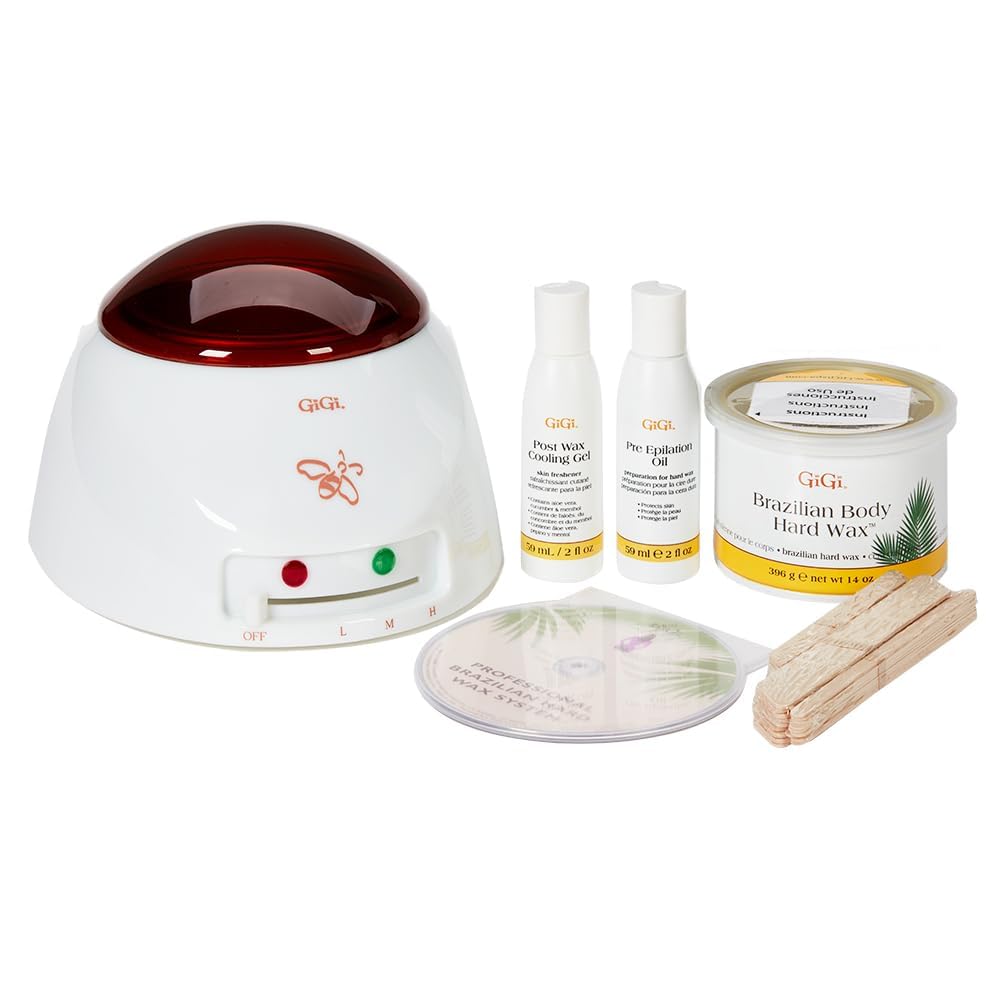 GiGi Brazilian Hard Waxing Kit, At-Home Hair Removal Wax Warmer Set, Women