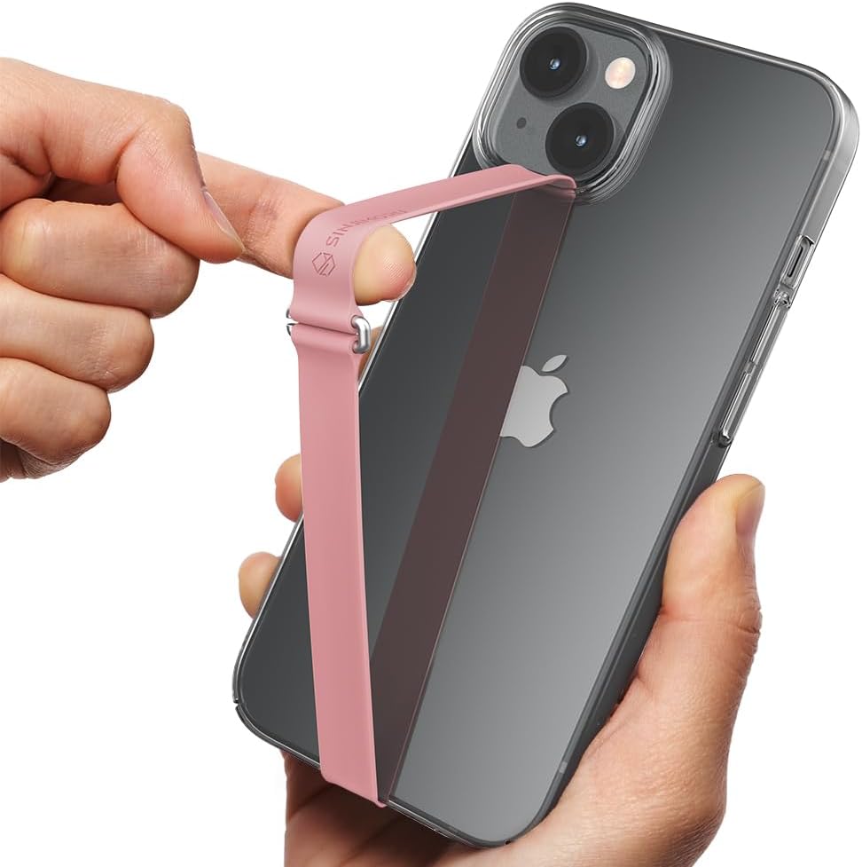 Sinjimoru C-Shaped Clip Finger Phone Grip, Silicone Strap, Pink 210