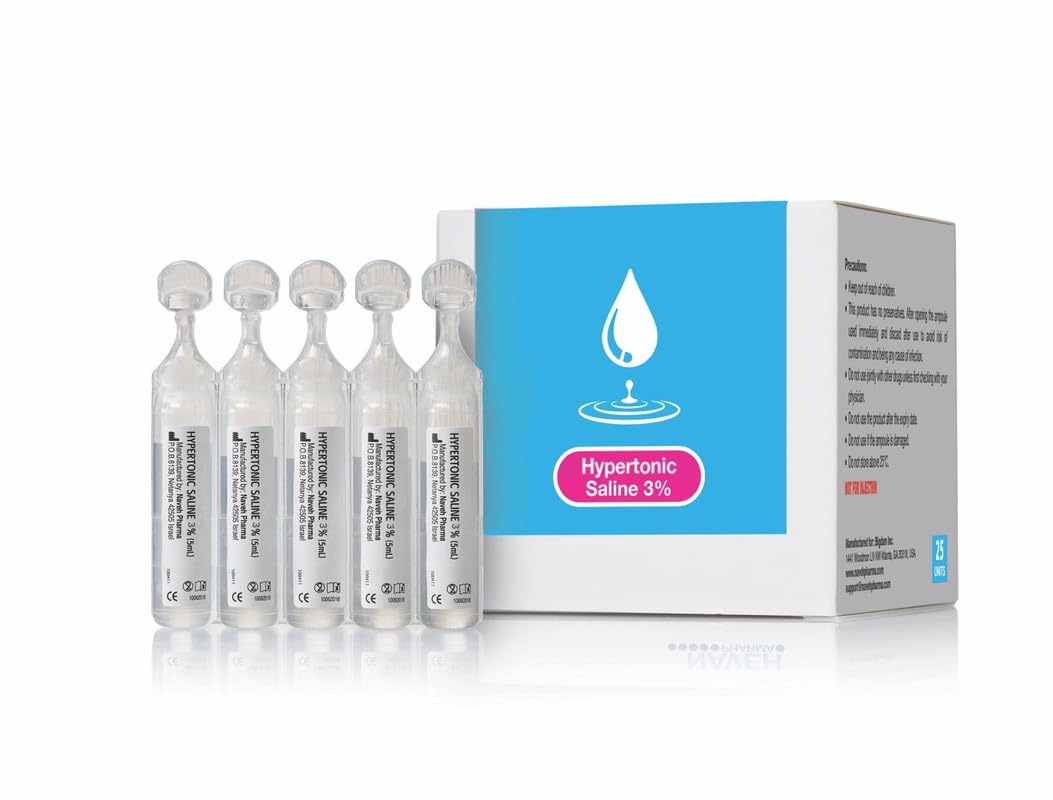 NAVEH PHARMA Saline Solution 3% 5ml Each, 25 per Box Can be used for Nasal Mosturizing and other Uses.