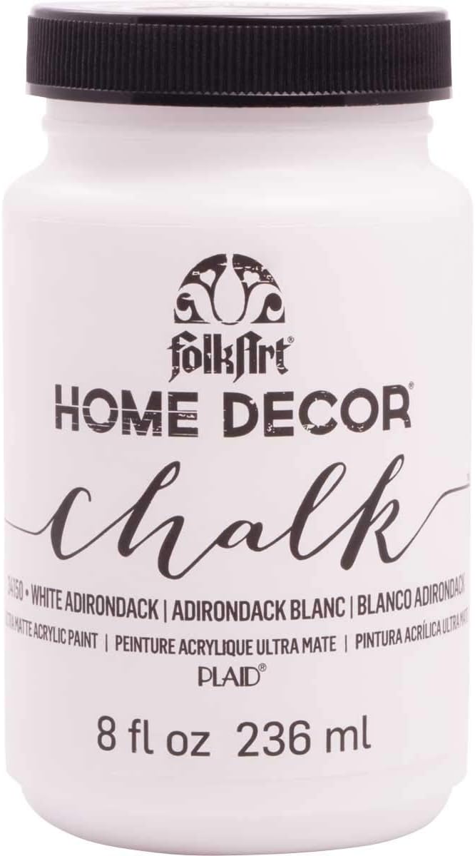 Plaid Folkart Home Decor Chalk Paint 8 Oz-White Adirondack, Synthetic Material, 236 ml (Pack of 1)