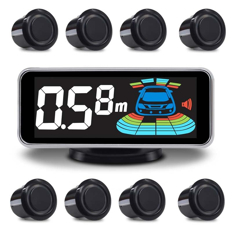 Car Parking Sensors Kit Reverse Radar parktronic System Auto Electronics Vehicle Back Assistant Reverse 8 Sensor (Black)