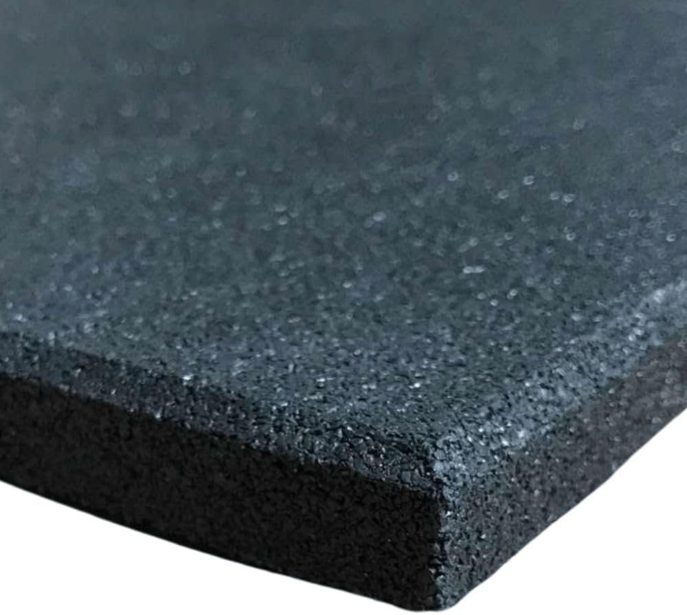 Rubber Crumb Gym Floor Tiles - Heavy Duty Non-Slip Commercial Grade Gym Mats - 1m x 1m (Black, 40mm Thick)