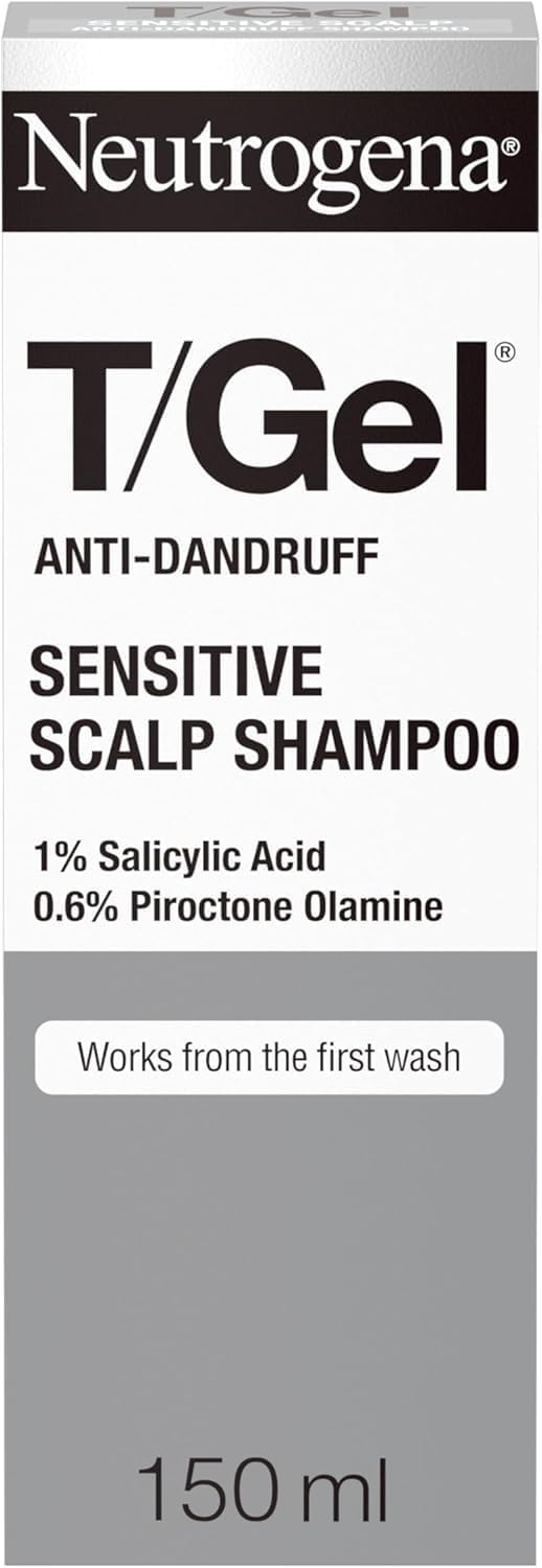 Neutrogena T/Gel Anti Dandruff Shampoo for Sensitive Scalp (1x 150ml), Daily Anti-Dandruff Shampoo with Salicylic Acid, Fragrance-Free, for Sensitive Skin to Fight Dandruff from First Wash