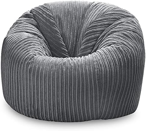 Beautiful Beanbags - Jumbo Cord Beanbag Lounger Chair - Grey
