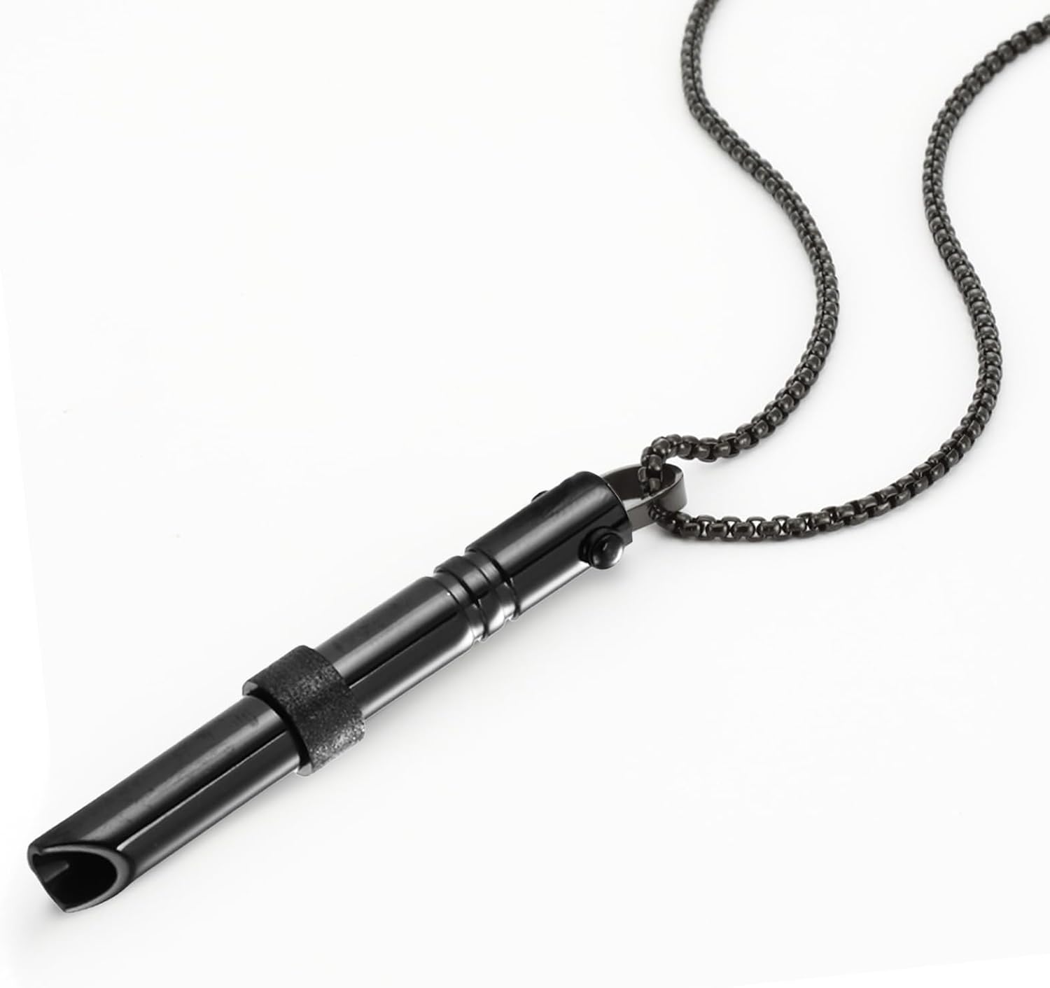 Pence & Moon Collective 1 Pcs Breathing Necklace, Adjustable Quit Go Inhaler, Anxiety Relief Whistle Necklace for Meditation, Calm & Focus (Black)