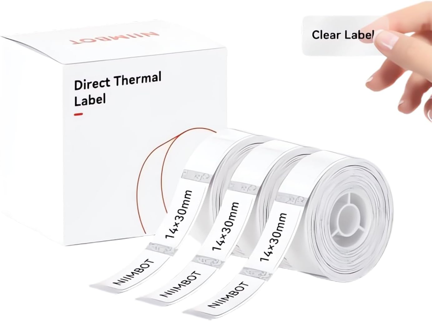 NIIMBOT Label Maker Tape for D110/D11/D101 Label Maker, 14mm x 30mm, Clear