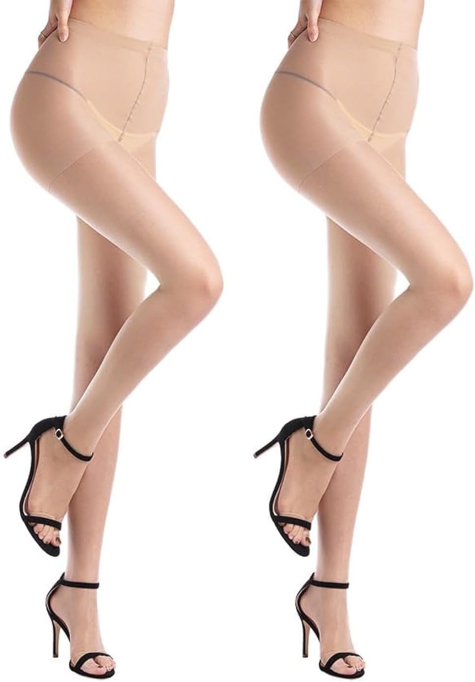 WAKUNA 2 Pairs Toeless Pantyhose Tights For Women 20D Open Toe Pantyhose Control Top