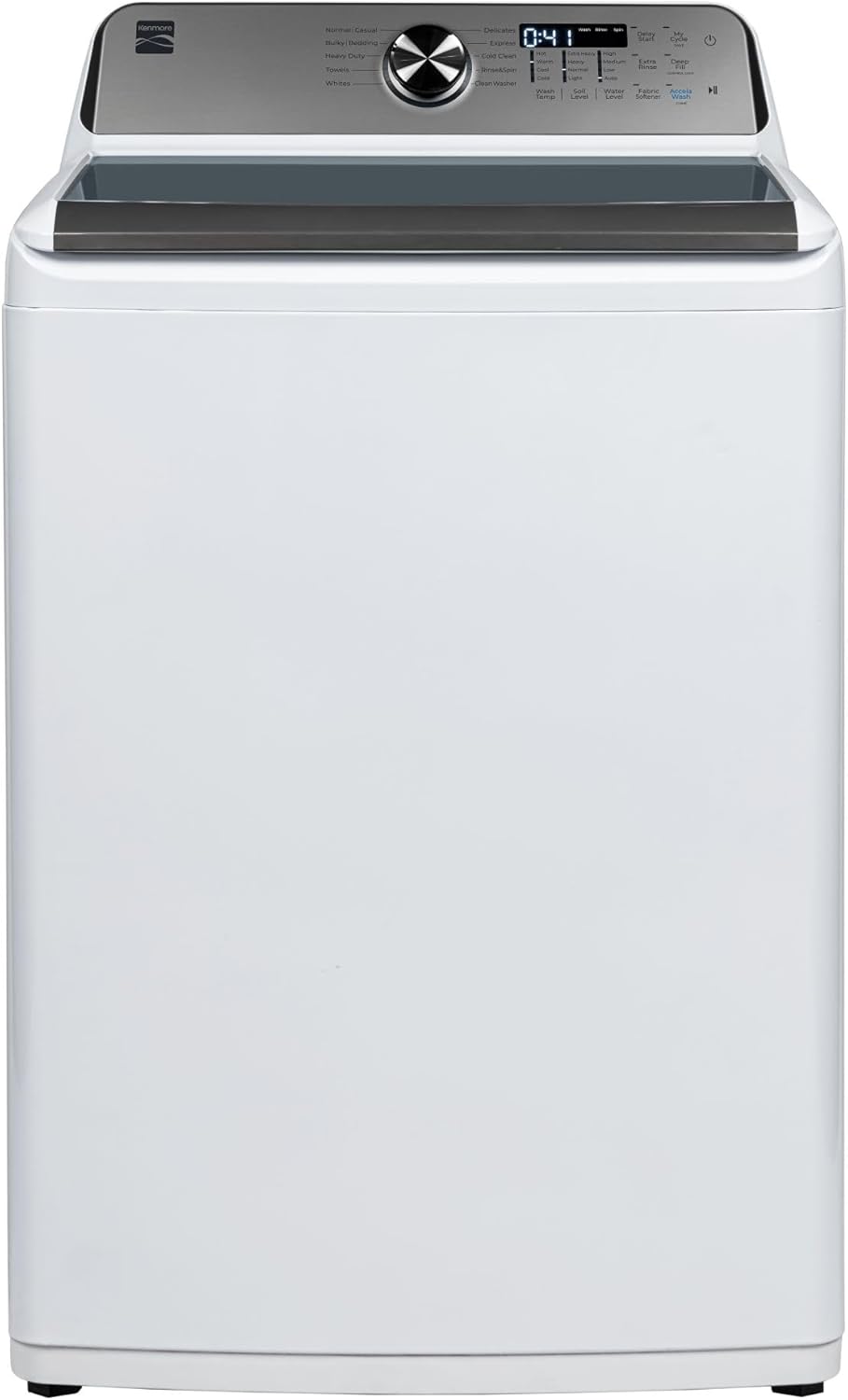 Kenmore 4.5 cu. ft. Top Load Washer with Triple Action Impeller for Tough Dirt & Stains-Reduce Laundry Time with Accela and Express Wash-LED, White
